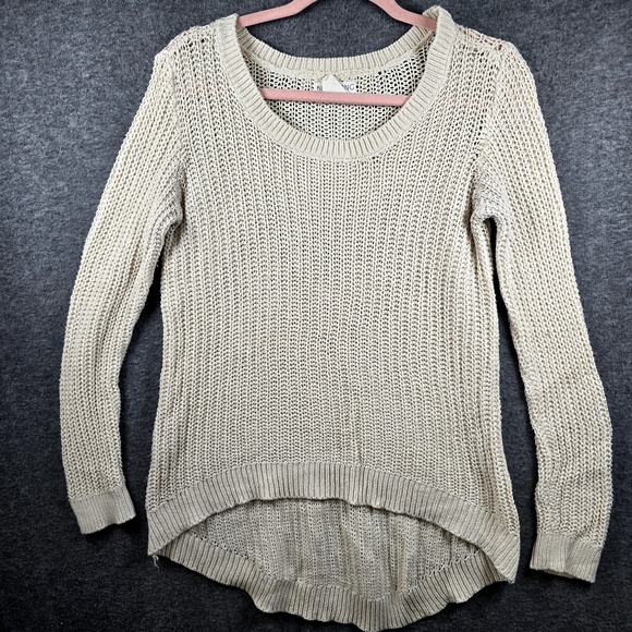 Billabong Sweater Womens M Open‎ Knit Long Sleeve Cardigan Tan Beige - Picture 1 of 10